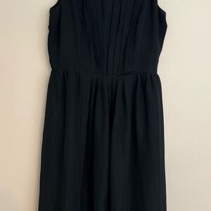 LOFT Black Pleated Sheath Midi Dress